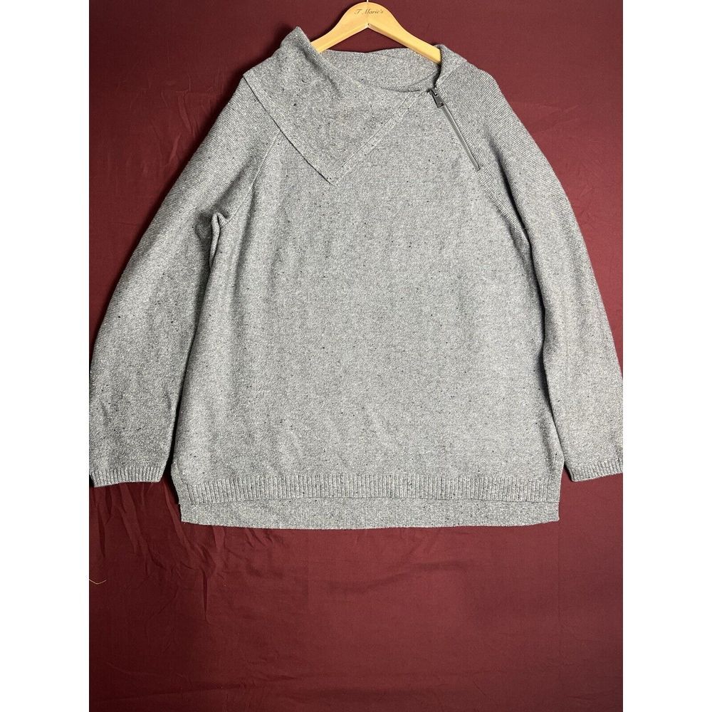 talbots Gray  Designer  sweater Women Zipper Pullover (XL)